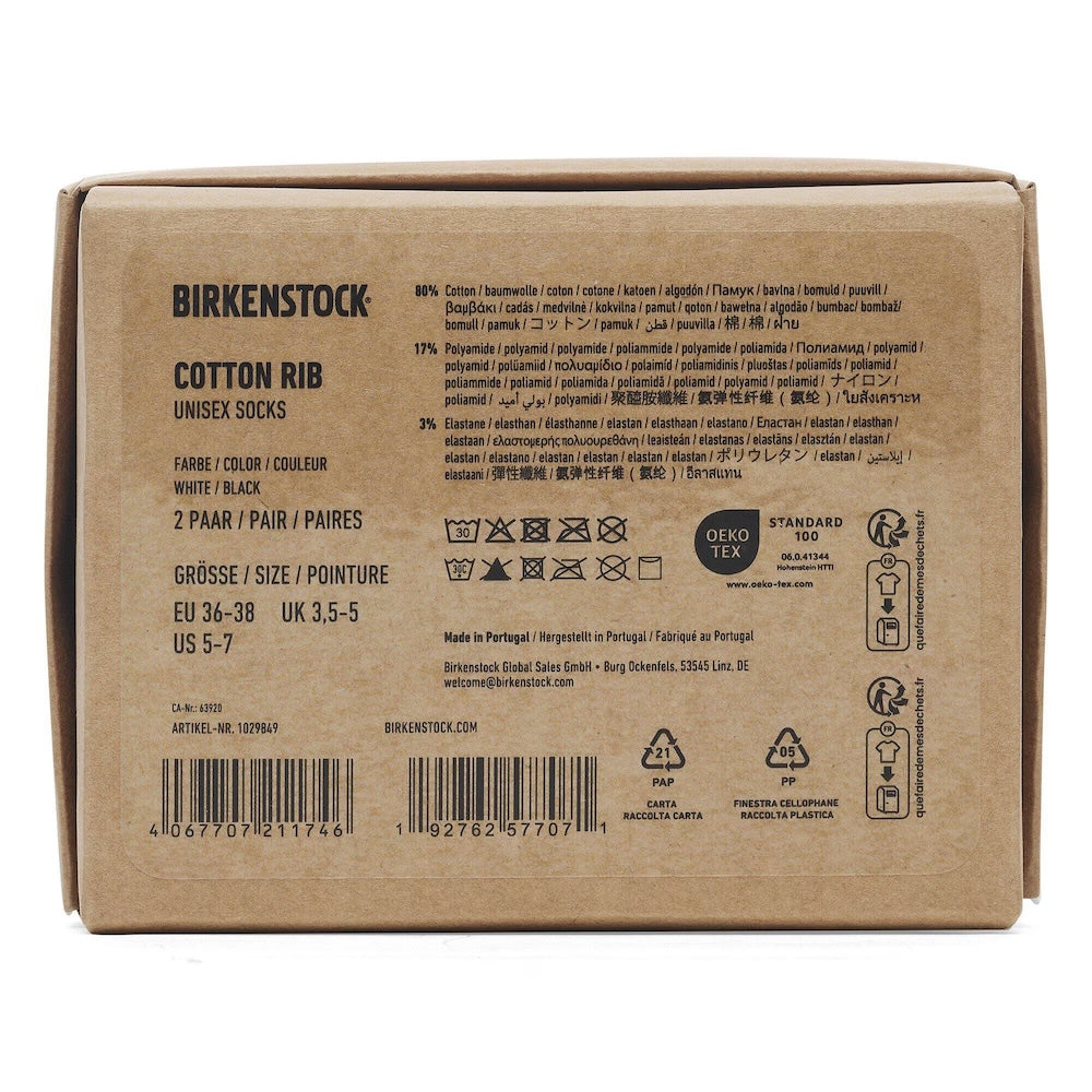Birkenstock 2 Pack Cotton Ribbed Socks
