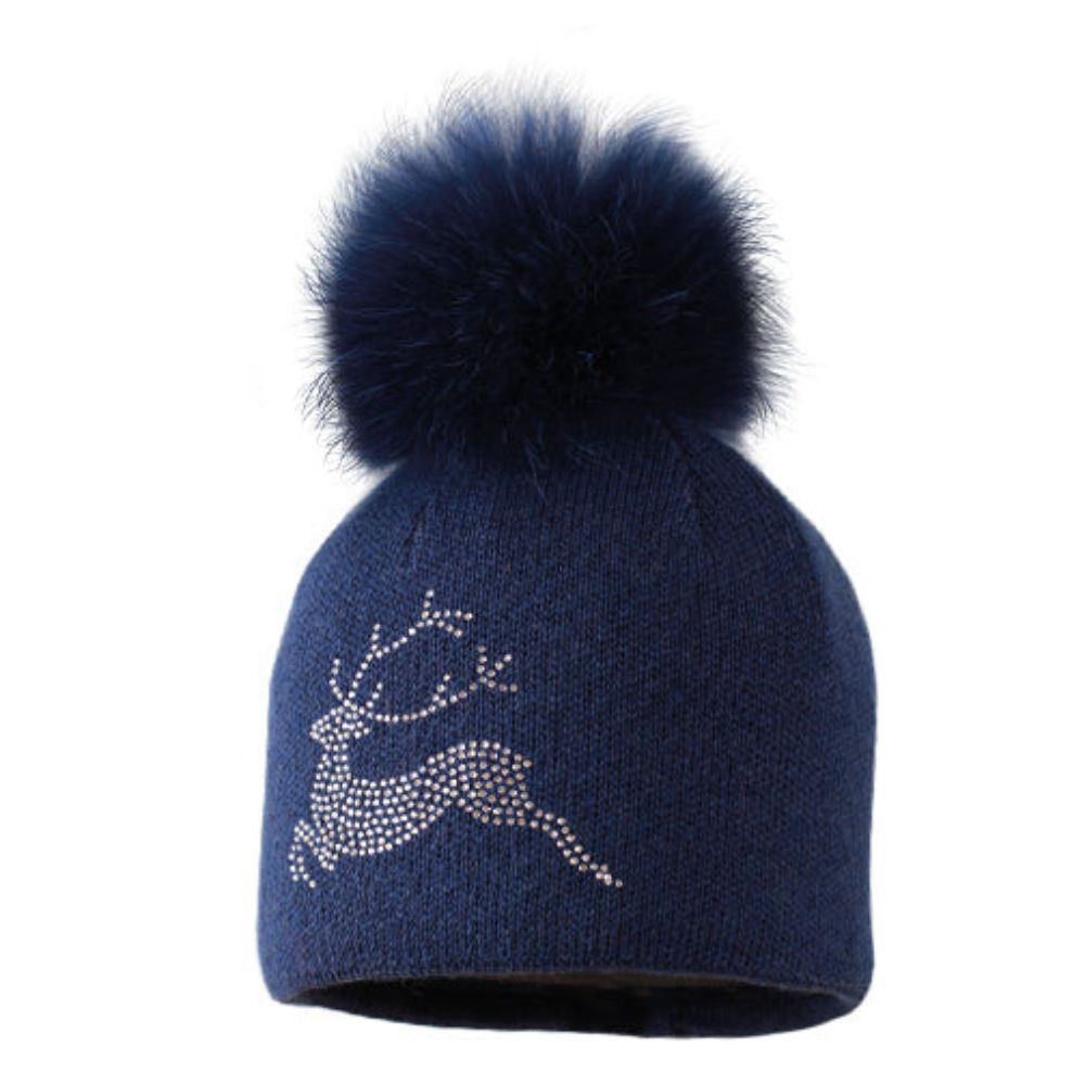 Starling Silver Bling Merino Real Fur Pom Beanie