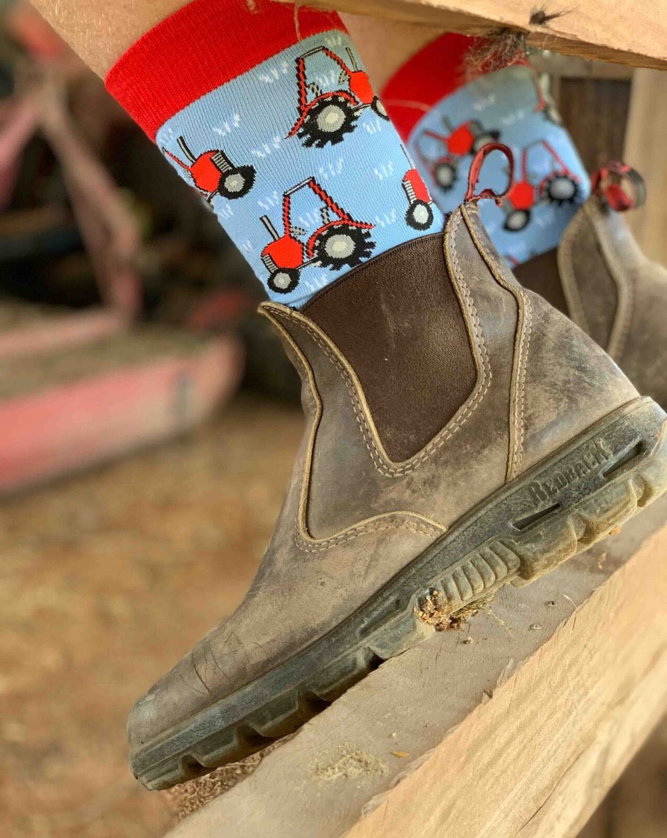 Red Tractor Cotton Socks