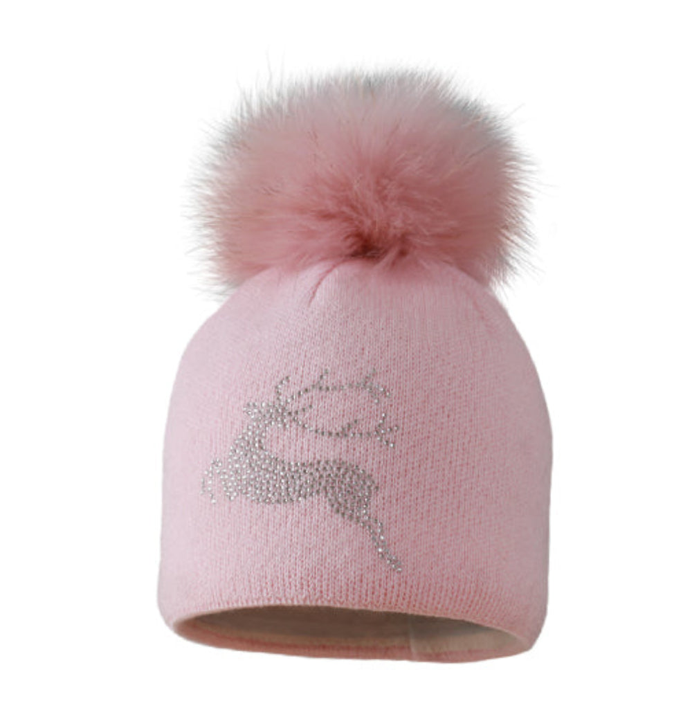 Starling Silver Bling Merino Real Fur Pom Beanie